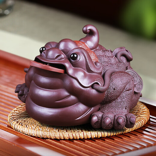 Han and Tang tea sets, toads, purple sand tea pets, Yixing raw mineral tea tables, tea tables, kung fu tea ceremony ornaments, can raise golden toads, small teas to play with, handmade by Snow Mountain, lucky toads