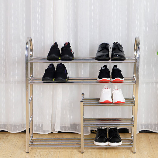 Lunar exploration stainless steel shoe rack simple home indoor good-looking dormitory door multi-layer shoe storage cabinet 2025 storage rack three layers long 45 cm (four poles)