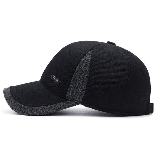 El nuevo sombrero de protección de oídos de invierno de Anisa para la sombrero de béisbol de los hombres a prueba de frío y cálido para papá de mediana edad y anciano y viejo sombrero grueso negro ajustable