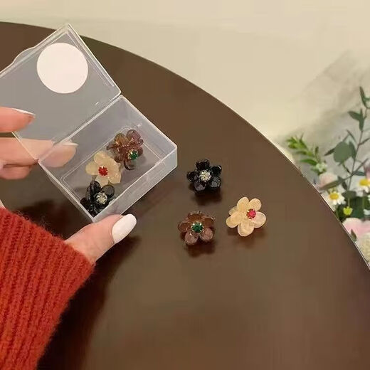 Penning small flower grabber ins transparent pink small flower hair grab mini grabber top clip broken hair clip bangs clip pink (10 pieces)