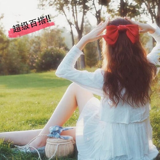 XiaoWenZi jisoo Jin Zhisoo's same black bow hair clip girl's Japanese and Korean velvet hairpin ponytail hair tie 2# Zhao Lusi-same green streamer hair ring