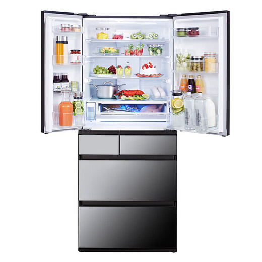 Panasonic NR-F673WX-X5 659 litres Réfrigérateur multi-portes importé d'origine au Japon, fabrication automatique de glace automatique refroidie par l'air, stérilisation nanoyi x et nettoyage des odeurs, panneau de verre miroir Agate Black