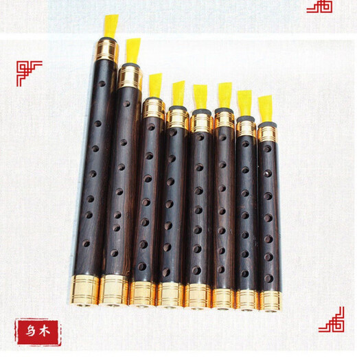 [Good Product Sharing] Ebony Pipe Beginner Pipe G A E C B D D Tear Gas Tube Playing Pipe Instrument D Touch Yellow Hoop [Reed Reed +6]