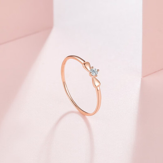Saturday Fortune (ZLF) Diamond Ring Women's 18K Gold Diamond Bow Rose Gold Ring No. 10