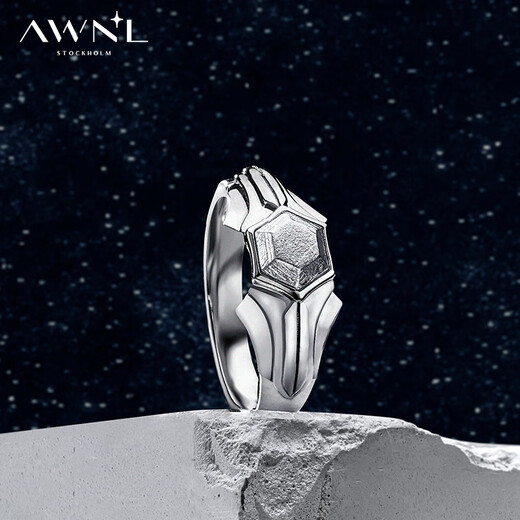 AWNL Seven Seas Ring Nordic M Meteorite Ring Men's Light Luxury Niche Fashion Jewelry as a Birthday Gift for Boyfriend Hk#20 (Inner Diameter 19.04mm)