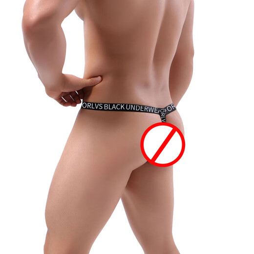Herrenunterwäsche Tanga Slips sexy Bikini-Stil modal niedrige Taille Feste Farbe atmungsaktivem T-Shorts schwarz m