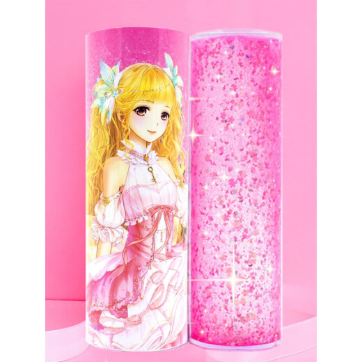 Douyin's same style Internet celebrity girls stationery box for primary school students, junior high school students, multi-functional large capacity cylindrical pen box for boys and girls quicksand creative personalized pencil case cartoon children's academic pencil box new crystal princess quicksand + free electronic watch + quicksand pen + 5 pieces gift