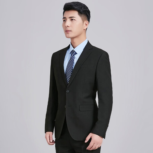 HAIPAIHAOYU西装男商务正装西服修身职业装伴郎服礼服单西男装外套 黑色两粒扣单上衣 175A 【推荐55-65kg】