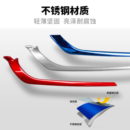 锦绣适用于别克GL8三色中网饰条专车专用改装陆尊粘贴式车身装饰锦绣 陆尊653T 不锈钢三色中网【主驾驶+副驾驶】