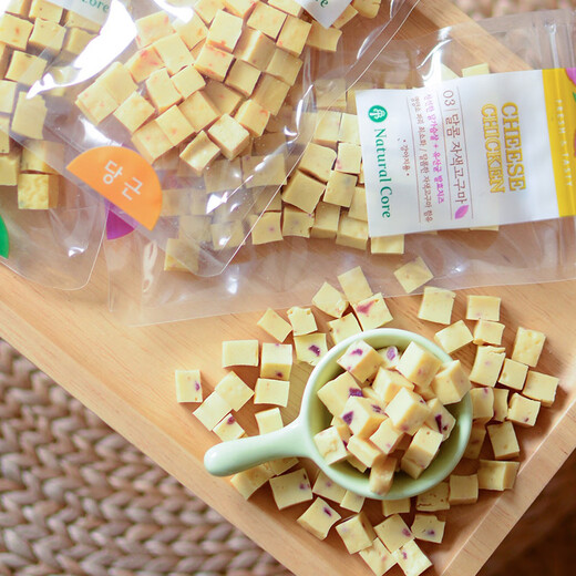 Núcleo natural coreano Núcleo Núcleo Núcleo Núcleo de pollo Fruites y verduras Pequeños Fondo de perros pequeños Tedico Bocadillos para perros peludos Manzana de queso de pollo Corte 80g*4 bolsas