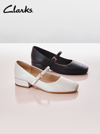 Clarks Chloe Sailun Series Женская обувь летняя легкая рот одиночная обувь Мэри Джейн Академия белая универсальная квадратная каблука маленькие кожаные туфли