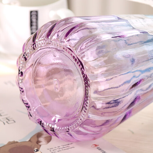 Shengshi Taibao glass vase vase dry flower gypsophila simulation flower container living room decoration ornaments blue and purple gradient 22cm