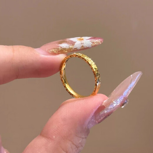 DL 1998 Fat Donglai same style 18k gold crushed ice ring Star Girl Ring 2024 new fashion light luxury ring yellow l gold crushed ice ice No. 6