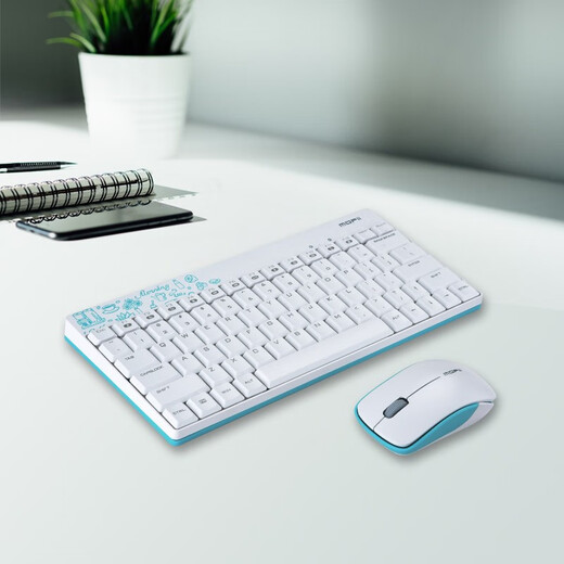 Skyscraper (Mofii) X210 Xinyue Edition Wireless Keyboard and Mouse Set Office Keyboard and Mouse Set Portable Computer Keyboard Laptop Keyboard All-in-one Blue and White