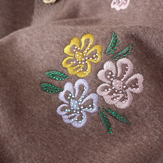 An Zhenxue warm clothes for the elderly, grandma clothes, autumn and winter clothes, middle-aged and elderly women's clothes, mother clothes two-piece set 4055-860 Khaki 4XL recommended 140-155 Jin Jin equals 0.5 kg