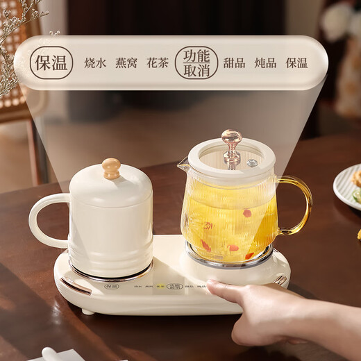 Aififulin Abschlussgeschenke für Lehrer Souvenirs Business Geschenke für Mitarbeiter Glass Health Pot Set Custom Souvenirs Preise Cream White [Doppelofen Health Pot] Handheld Color Box Model Health Pot Geschenk Souvenir Logo Anpassung