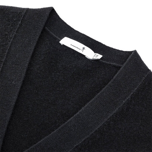
Dancing with the wolf [100% wool] sweater for men autumn and winter fashion simple skin-friendly men's long-sleeved cardigan sweater 001 black M 170/88A