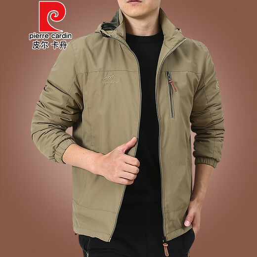 Pier Cardin Outdoor Men's Menship Осенью и зима 2020 Новые мужчины среднего возраста осенней одежды плюс бархатная куртка мужская пружина и осенью толстая 9898 [военный зеленый] плюс тонкая бархатная съемная шляпа M 170-й спецификации (120JIN [JIN равен около 0,5 кг]))