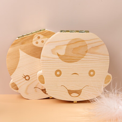 Kinderbabyzähte Gedenkbox, Babyzähne Ersatzbox, Babyzähnekiste, Mädchen, Kinderzähnekollektion, Zähne Ersatz für Gedenkschachtel, Zähnepraxis, Wollsouvenir, Massivholz -Babyzähne -Schachtel (Baby Boy)