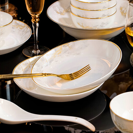 Yichen Jingdezhen ceramic bowls and dishes complete set of bowls and dishes for home use 2025 high-looking bowls and chopsticks as housewarming gifts