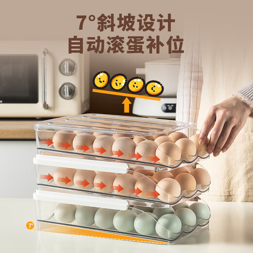 美厨（MAXCOOK）鸡蛋收纳盒 厨房冰箱收纳盒食品级 保鲜盒鸡蛋收纳格厨房 双层透明MCX4865 单件装