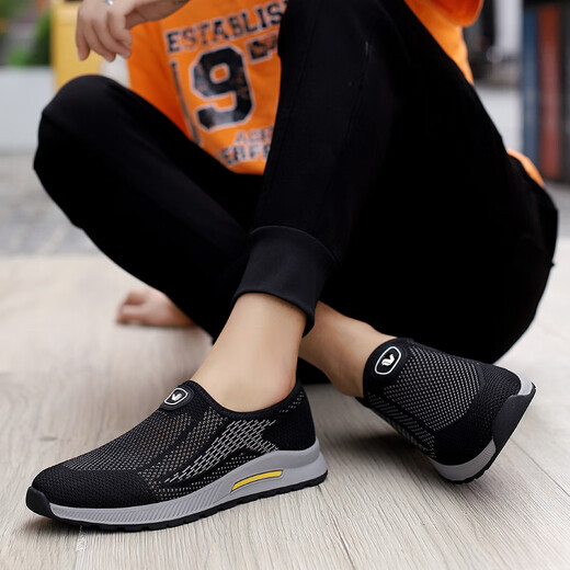 
Fugui Bird Fugui Bird mesh shoes for men in summer breathable and lightweight middle-aged and elderly sports and casual shoes for old Beijing cloth shoes daddy shoes black Yulin FG688 39