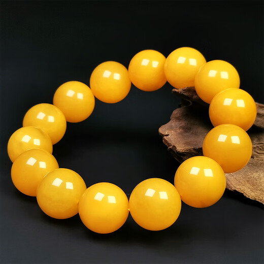 Amber Pai, one object, one picture, one certificate, beeswax bracelet, men's bracelet, natural amber full of honey chicken fat yellow, flawless bracelet, 33.48g, 16mm