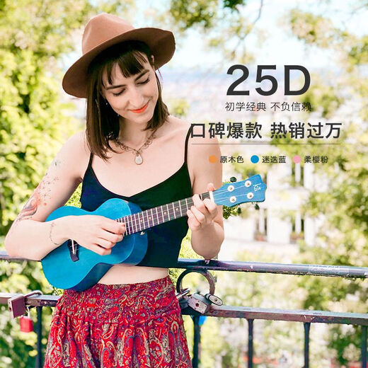 kaka25d单板初学者尤克里里儿童成人男女乌克丽丽小吉他 迷迭蓝-单板【豪华配件+课程】 21英寸
