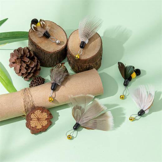 Hunting Cat Toy Cat Funny Stick Retractable Long Rod Insect Head Replacement Head Bell Fishing Rod Cat Self-Entertainment