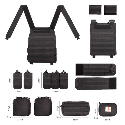 YAKEDA tactical vest new lightweight molle tactical vest quick release black full set of plug-in boards universal black standard does not include protective plates