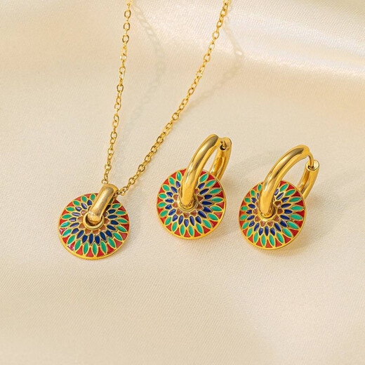 Collier Qingdao Jingbao Qingdao Jingbao Jewelry Co., Ltd. Insi-Sensory Collier Boulains de bijoux pour femmes Set New Style QYH1201 + QYG3041 [Collier + boucles d'oreilles]