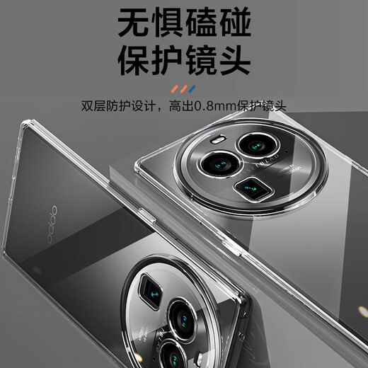 
HotFire is suitable for oppofindx6 mobile phone case oppofindx6 protective case anti-fall silicone upgrade lens all-inclusive men's style women's personality simple trend-transparent