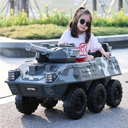 Sardon Samat El vehículo blindado eléctrico para niños Super Grande se puede lanzar con tanques de municiones para hombres y mujeres, automóvil de juguete de control remoto de cuatro ruedas, batería grande de 12 V y tracción en las cuatro ruedas + control remoto + swing + Bluetooth