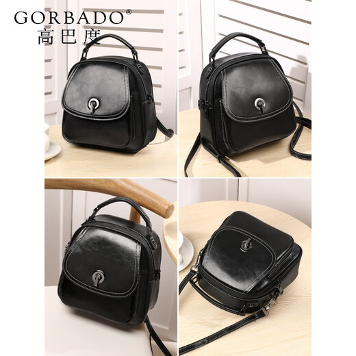 Gorbado (Gorbado) Boutique de cuero genuino para mujeres 2025 NUEVA MARDA VERSATILE VERSATIL Mochila para mujeres para mujeres Bolsas casuales Brown 8 pulgadas