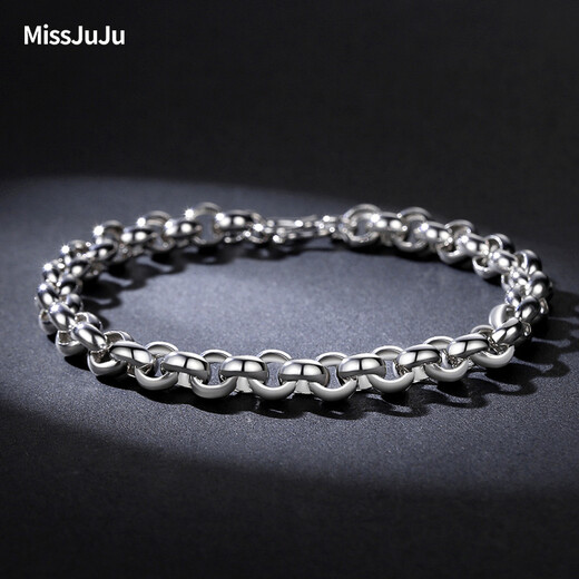 Miss JuJu platinum bracelet for men, pt950 platinum classic O-shaped chain cross chain for women, weight 10.78g, length 20cm, thickness 4.5mm S buckle