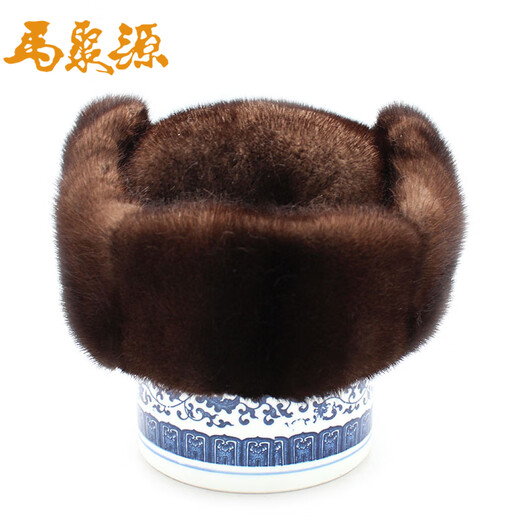 Ma Juyuan, a time-honored Chinese brand, mink hair fashionable cold-proof and warm casual hat for middle-aged and elderly people, horse hat gift jazz hat, A black mink full P horse hat brown 56cm