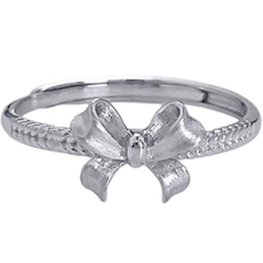 Beijing Gold Trading Center Co., Ltd. Platinum solid live silver gauze princess bow ring as a Mid-Autumn Festival gift for mother, mother and lover's birthday Silver gauze princess bow ring (approximately 2.65g)