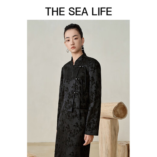 Das Meeresleben neu chinesische Tilted Placket Jacke 24 Frühling Neues chinesisches Stil Design 15251 Schwarzer Magier S