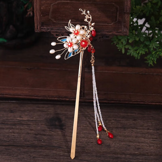 Love for two generations, ancient style hairpin, cloisonné tassels, rocking hairpin, women's hairpin, Hanfu accessories, ancient costume hairpin, hairpin, palace photography, butterfly hairpin