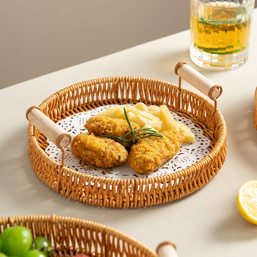 Onlycook fruit tray tray snack tray fruit basket living room display steamed bun basket bread basket imitation rattan - medium size