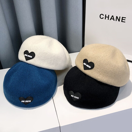 Rao Die japanische Bergen im japanischen Stil Frauen Frühlings- und Sommer-Vier-Jahreszeiten-Stil zeigt Gesicht kleine Buchstaben Liebe Label Maler Hut Internet Promi Fronthut Schwarzer Herbst- und Winterstil Durchschnittlich Größe Durchschnitts Größe 56-58