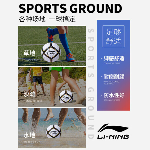 李宁（LI-NING）足球5号成人青少年儿童幼儿园专用球专业比赛中考训练机缝工艺球 5号 极彩时尚699-1