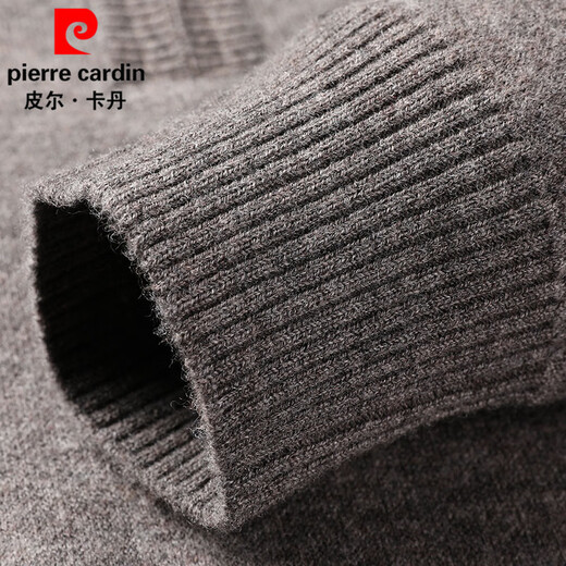 Pierre Cardin Men's Autumn and Winter Wool Sweater Half-High Zip Collar Thick Pure Wool Sweater Men's 100% Wool Thickened Bottoming Shirt
