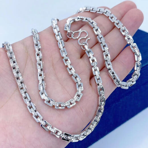 Junkiss Platinum Square Card Necklace Men's PT950 Platinum Domineering Thick Boss Chain Imitation Platinum Gold Car Flower Plain Gold Necklace