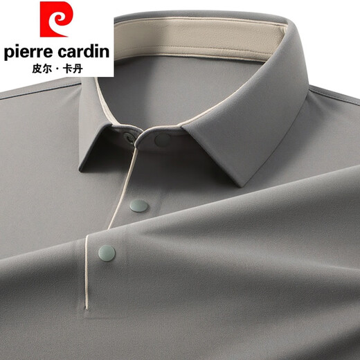 Pierre Cardin high-end light luxury plus velvet thickening autumn high-end long-sleeved T-shirt polo shirt lapel brushed slim bottoming shirt for men Mi Xing 2XL 180