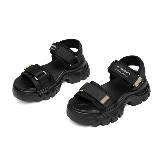 Red Dragonfly [Oferta especial] Sandalias de una sola vez para mujeres Summer de mujeres New Grueso Sole Cool Sports Beach Black WTB14107 37