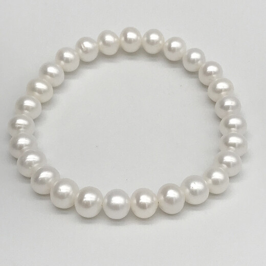 Drops of water form freshwater pearl bracelets, retractable elastic rope pearl bracelets, easy to wear and practical gifts, 7.3-8.3mm white pearls (Industry Specifications8-9mm)