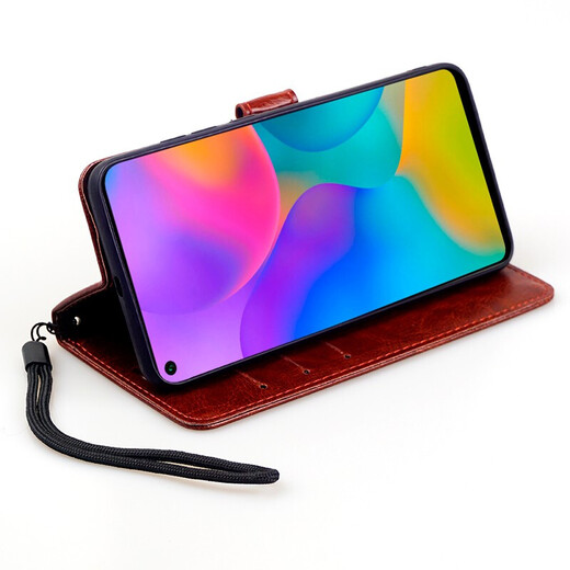 阿峻科科 荣耀play3手机壳翻盖式皮套ASK-AL00x保护硅胶套honor play3防摔全包软 荣耀play3 棕色+全屏钢化膜+挂绳