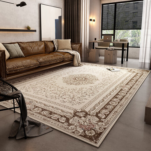 Zhonghong European living room carpet bedroom bedside blanket American sofa coffee table blanket cloakroom jacquard household non-slip scrubbable Roman brown 140*200CM