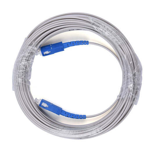 
CommKing leather fiber 1 core 2 steel wire indoor leather fiber optical cable with SC connector single mode single core operator optical cat extension cable white 30 meters CKJX-1H30S